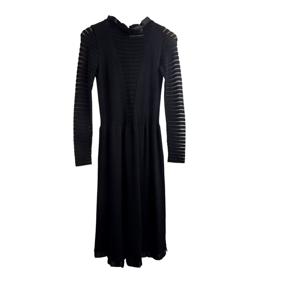 Vintage Adolfo at Saks Fifth Avenue Black Knit Dress Size XS